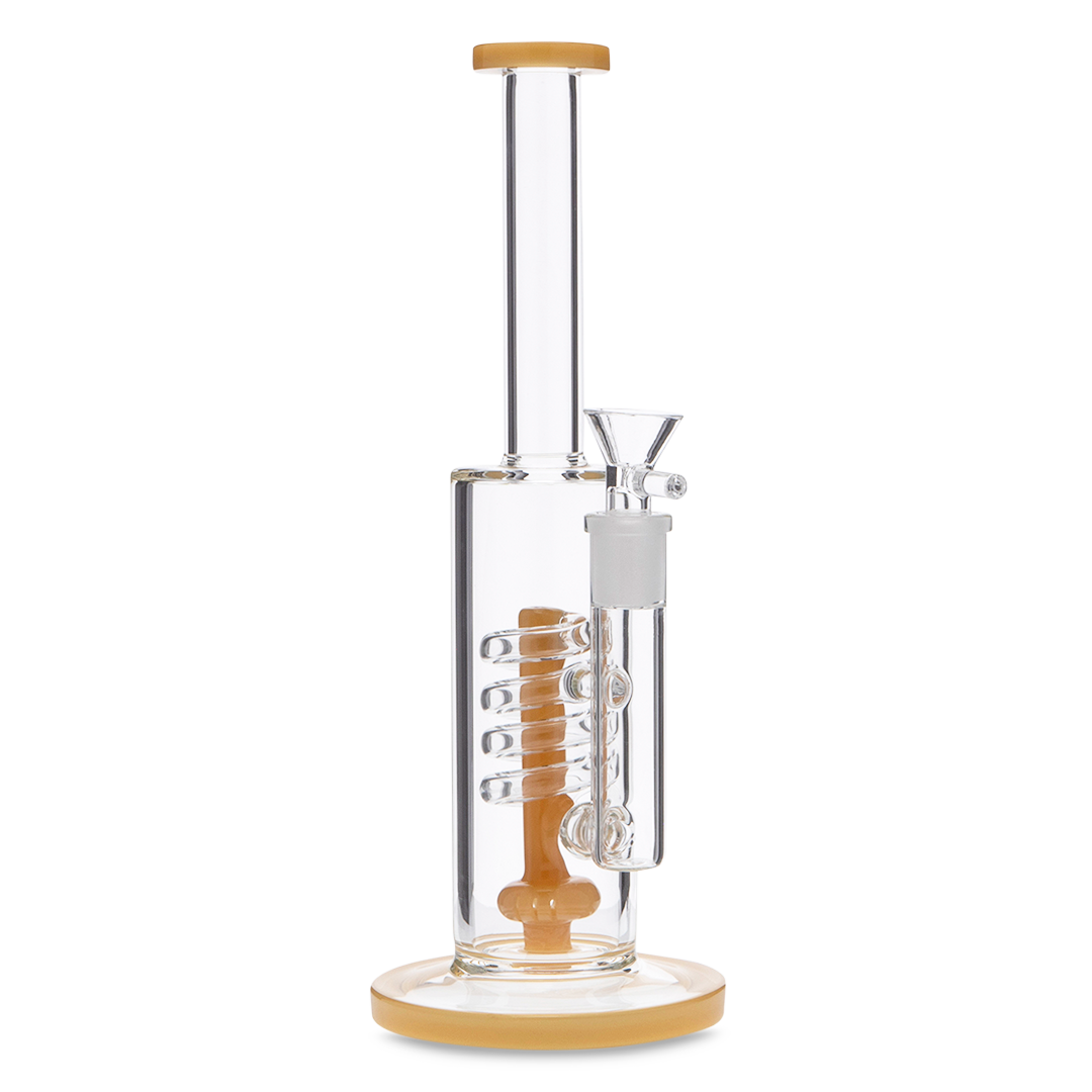 Shower Spiral Glass Bong in vibrant orange color