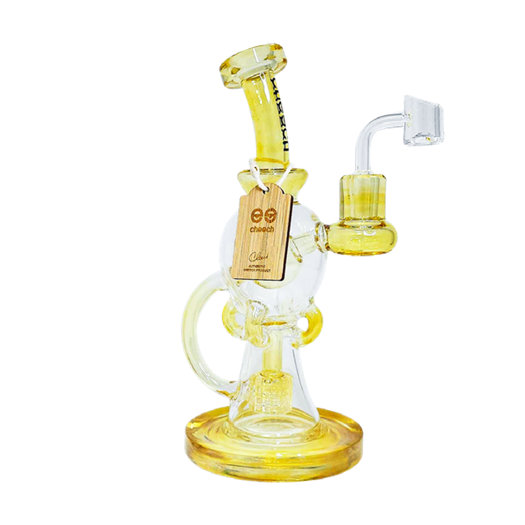 Globe Fumed Recycler Banger 9-inch dab rig with iridescent design