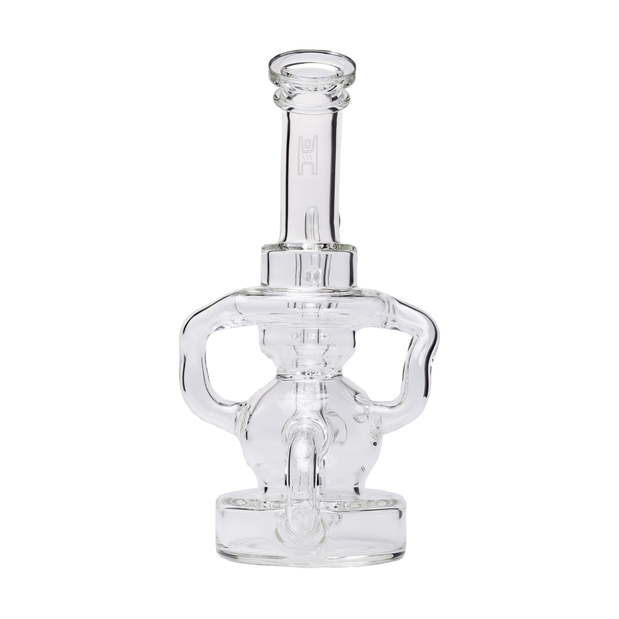 Stubby Klein Recycler Rig – Top-down angled shot showing dual chamber Klein recycler function