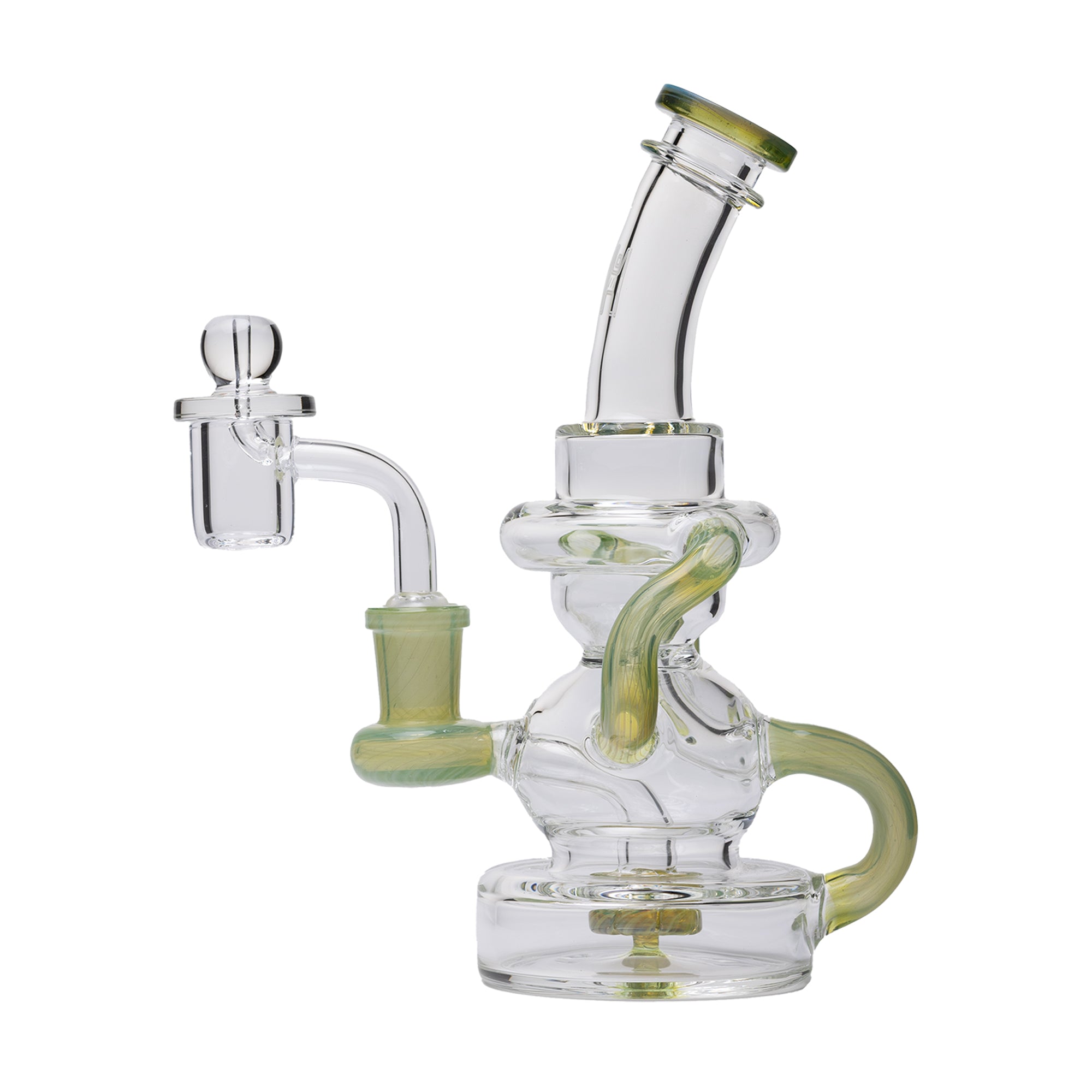 Stubby Klein Recycler – Side profile showcasing lime green color accents and Klein recycling tubes