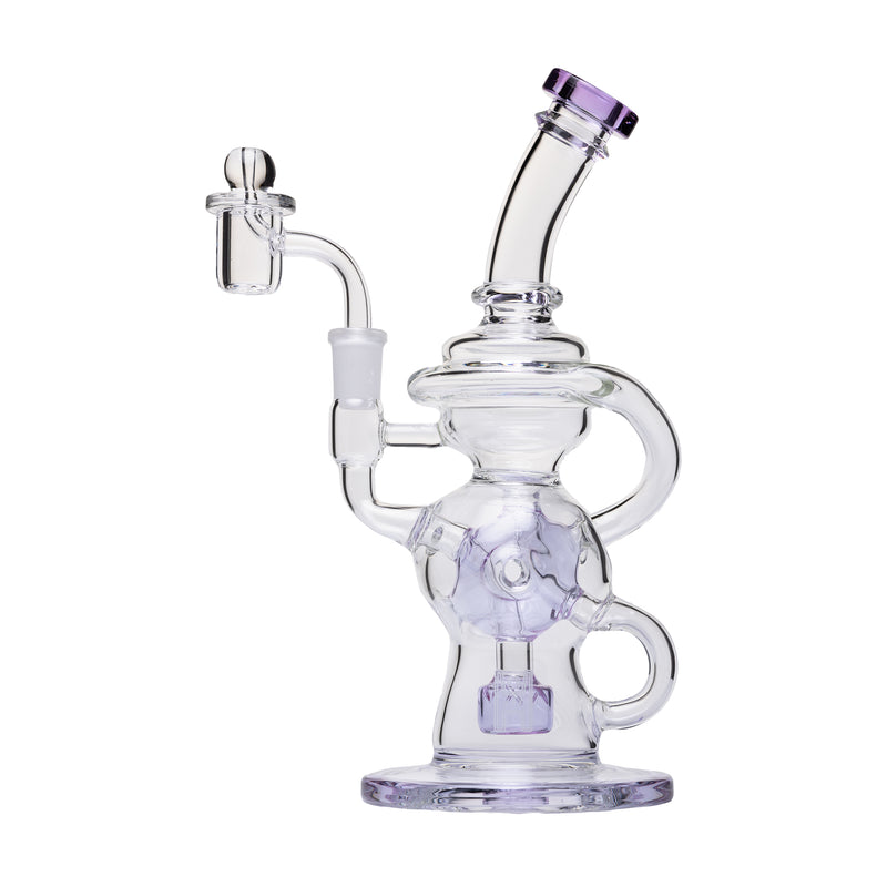 10 inch Swiss Rig with purple accent and dual recycler arms - front view