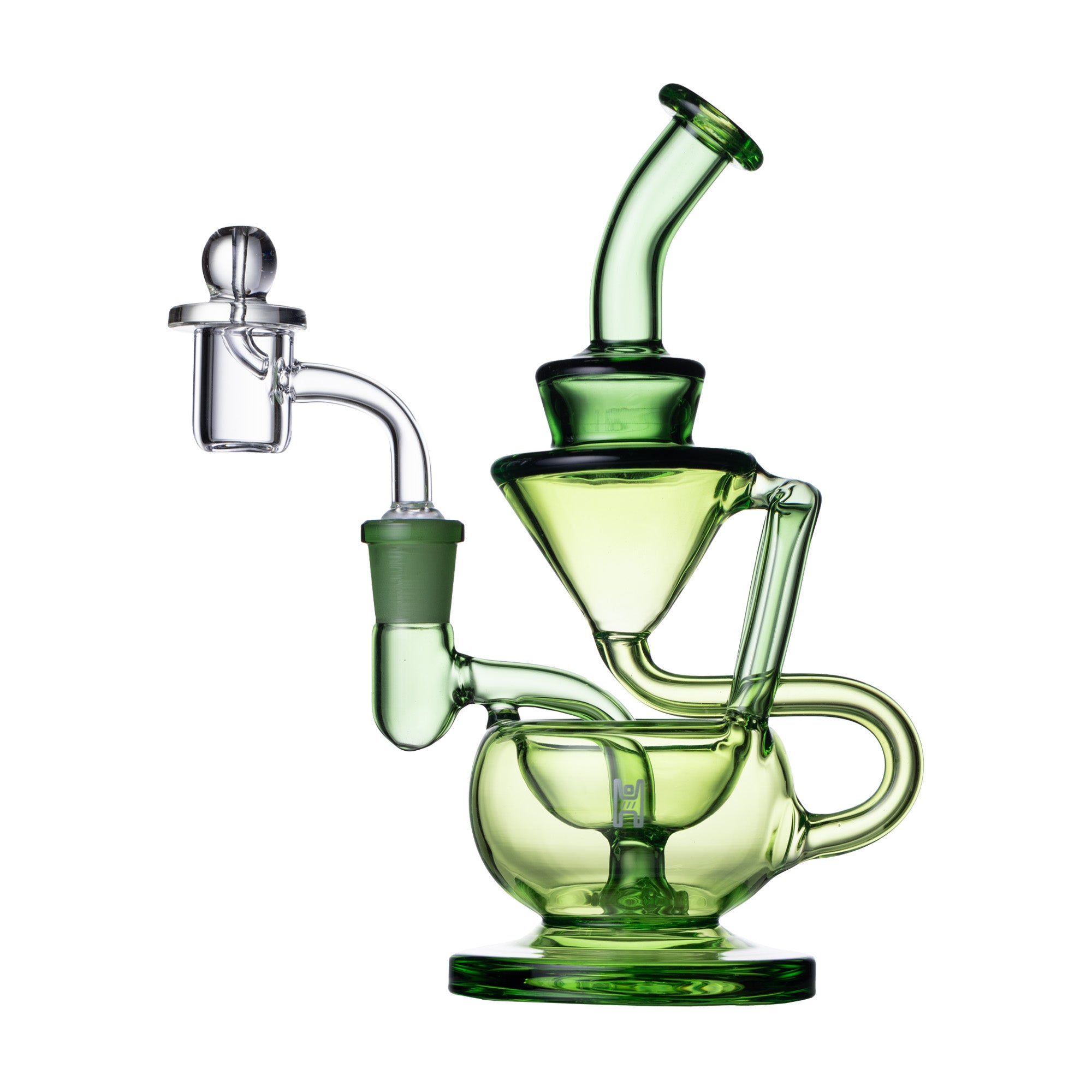 8” Green Claude Recycler Bong – Scientific Glass with Dual Drain System