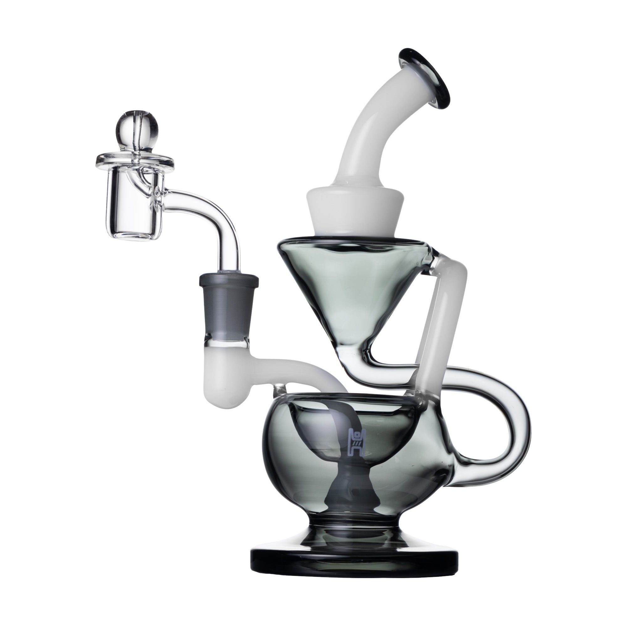 Claude Recycler Water Pipe – Black and White Edition with Angled Mouthpiece