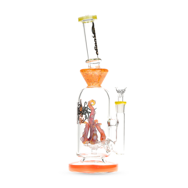 Octopus Angled Premium Boro Schott Glass in Orange-Yellow