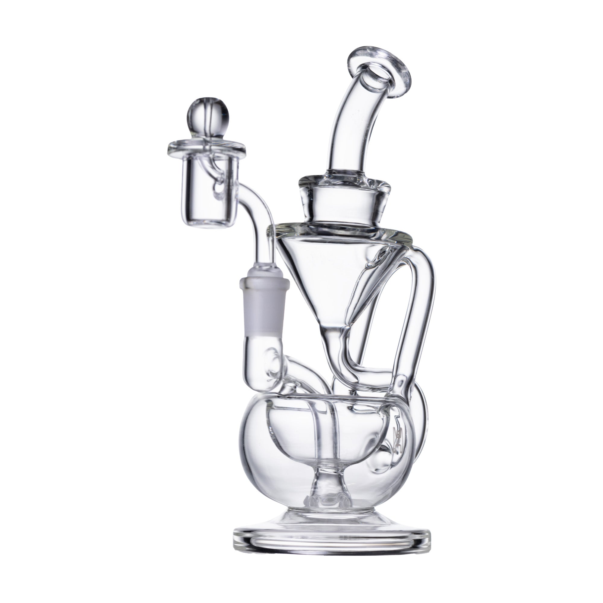 8” Claude Recycler Bong – Compact Clear Glass Water Pipe with Angled Neck