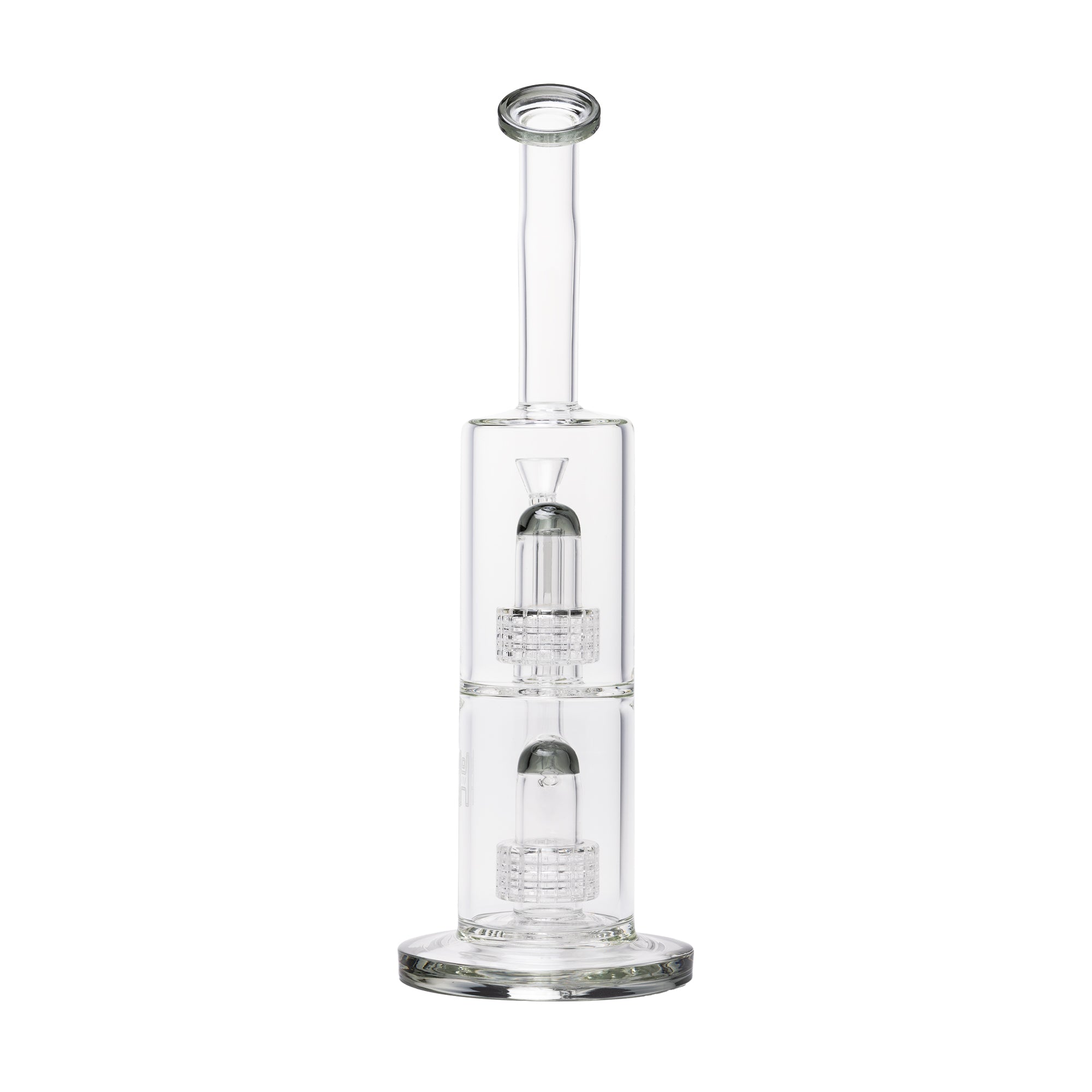 Morpheus Grid Perc Water Pipe – Full View with Straight Neck and Wide Base