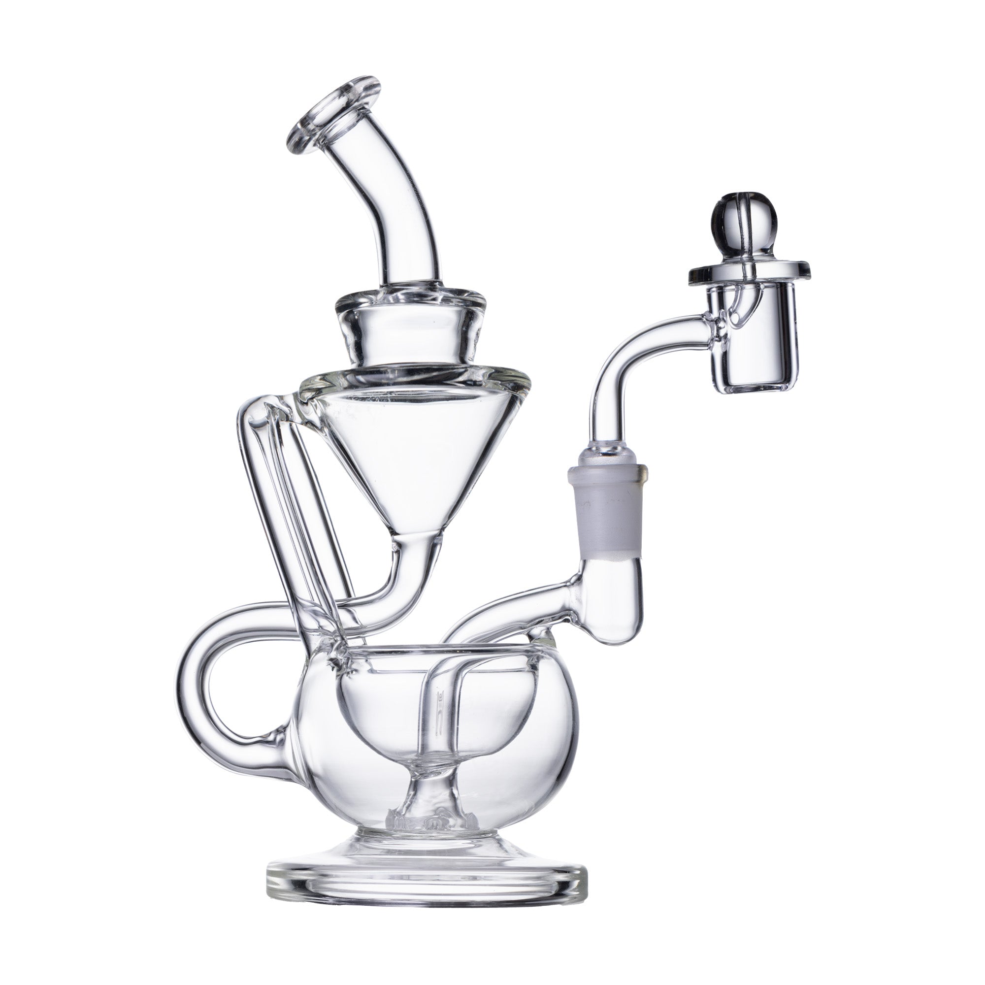 Claude Recycler Water Pipe – Clear Glass 8 Inch Bong with Dual Drain Perc