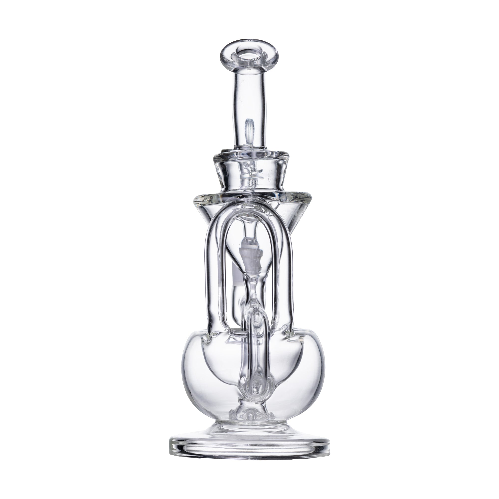 8 Inch Claude Recycler Water Pipe – Clear Glass Dual Drain Bong with Vertical Recycling Chambers