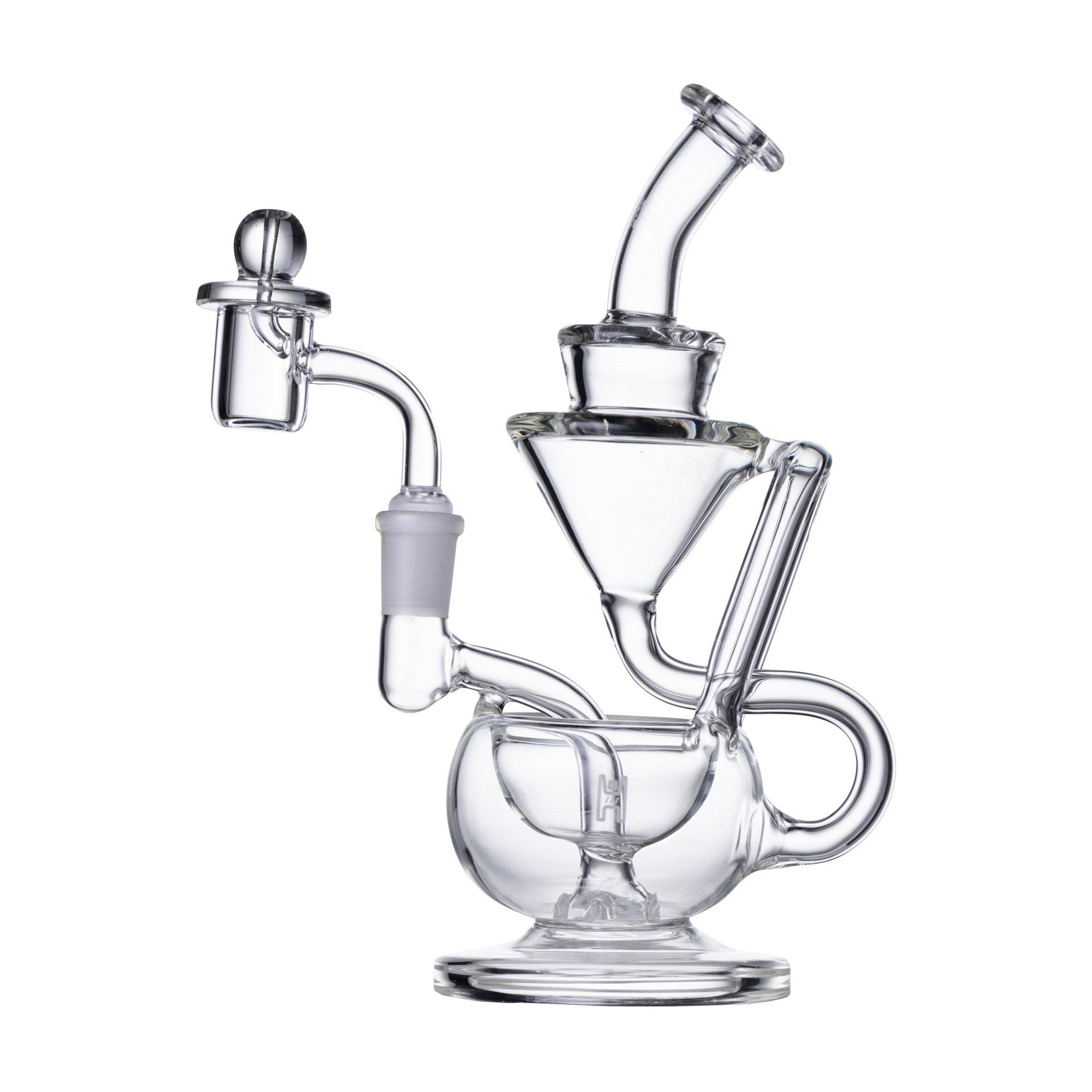 Black Claude Recycler Bong – Compact 8” Water Pipe with Recycling Percolation