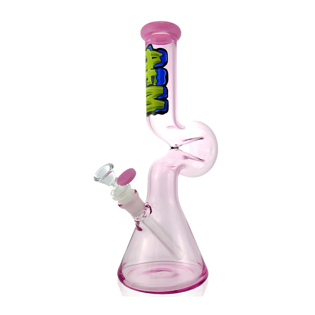 12in Pink Full Color Beaker Wave Glass Water Pipe by AFM – Hi-Lyfe