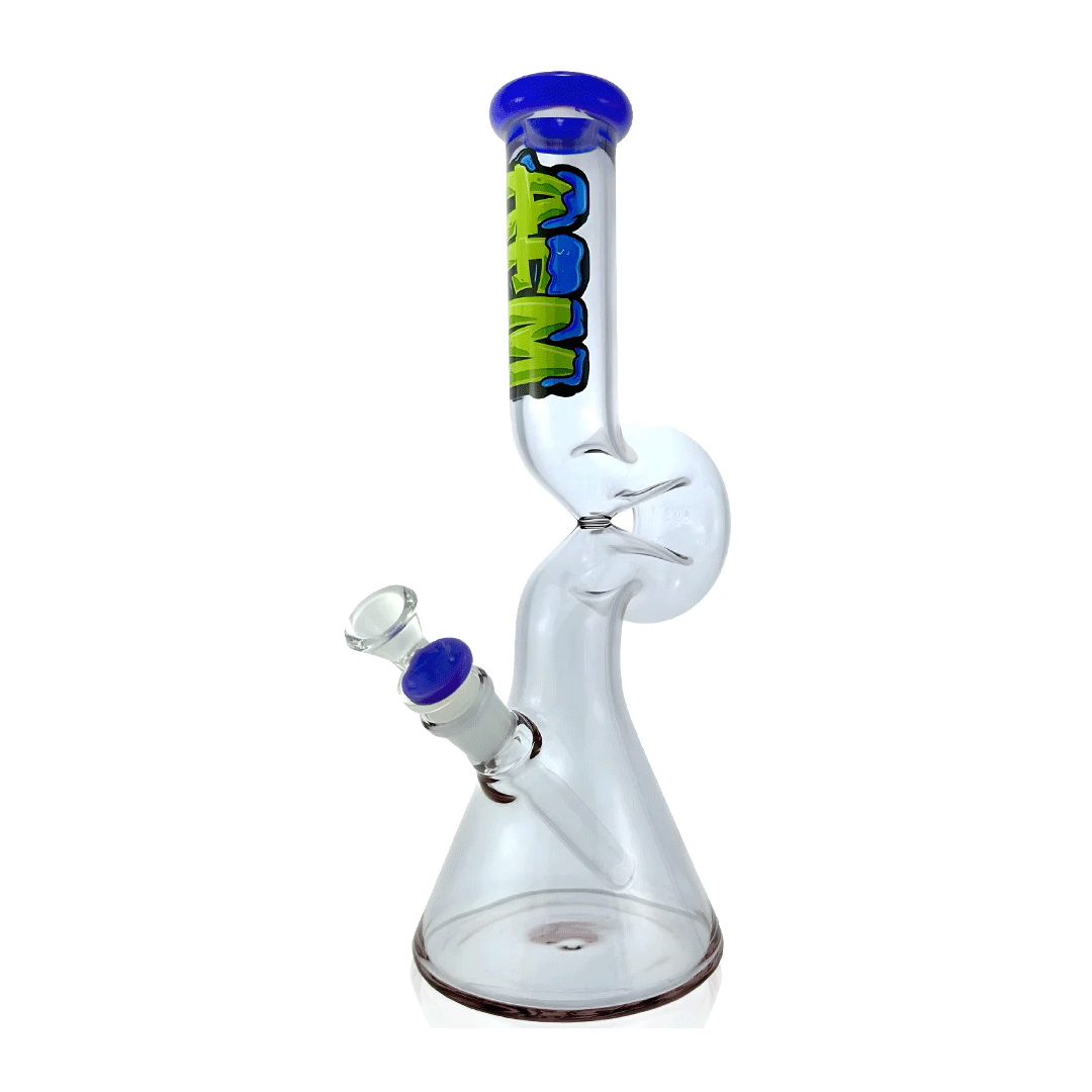 12in Beaker Wave Full Color Water Pipe with Blue Accents by AFM – Hi-Lyfe