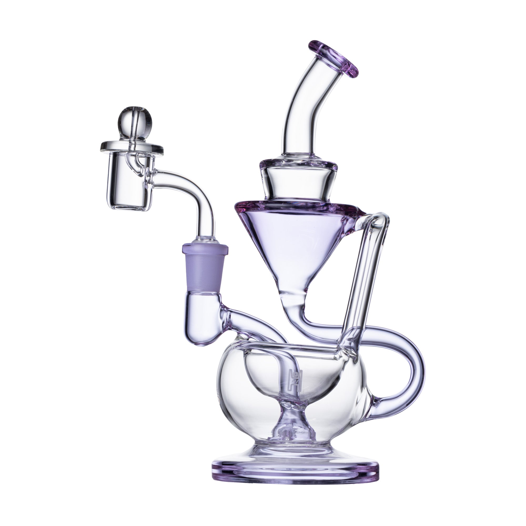Purple Claude Recycler Water Pipe – Compact 8 Inch Bong with Recycling Function
