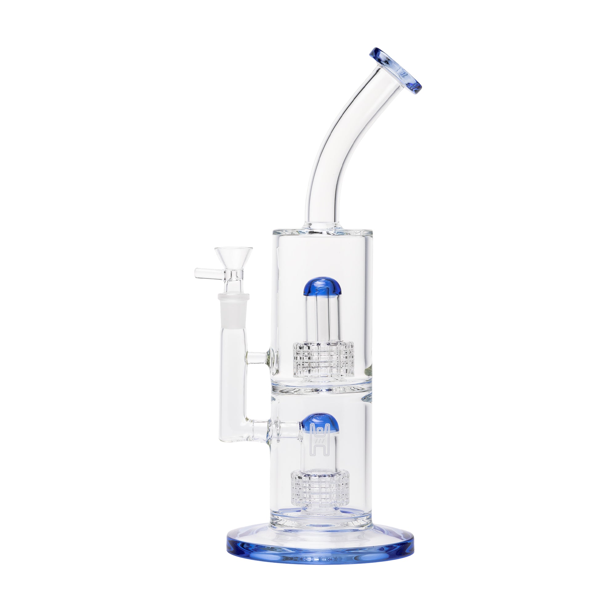 Morpheus Grid Perc Bong – Blue Accent Base and Flared Mouthpiece